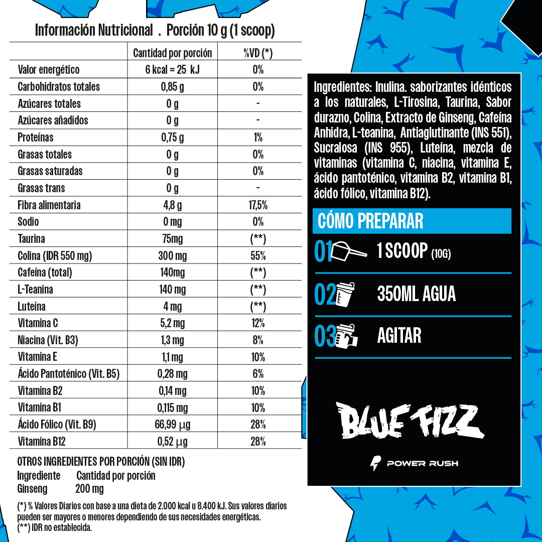 Power Rush — Suplemento Cognitivo y enegizante en Polvo